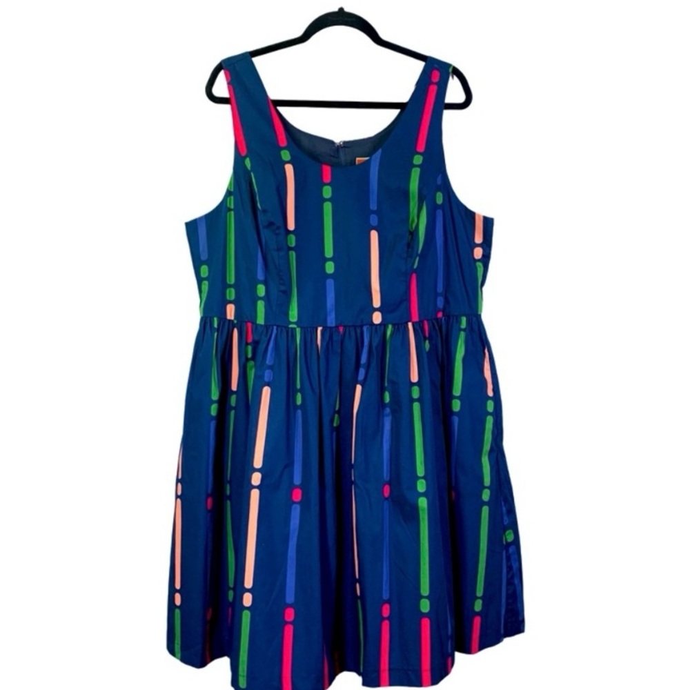 MODCLOTH Navy Multi-Color Mini Tank Dress 2X